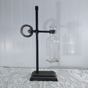 Industrial Farmhouse Test Tube Vase Bottle Display Stand Clear Glass & Metal